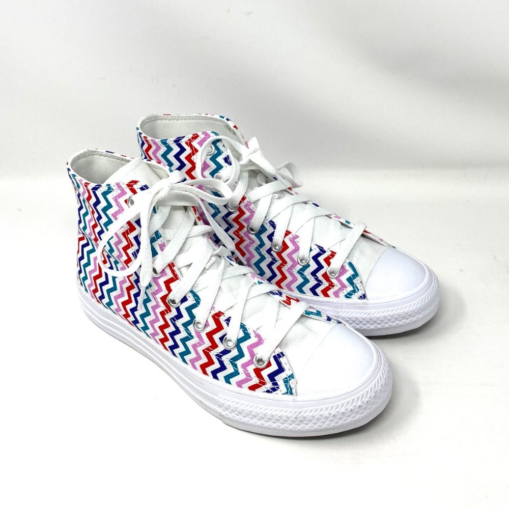 Converse Women's 667192F CTAS HI Top White Mult Zigzag Canvas University Sneaker - Picture 5 of 9
